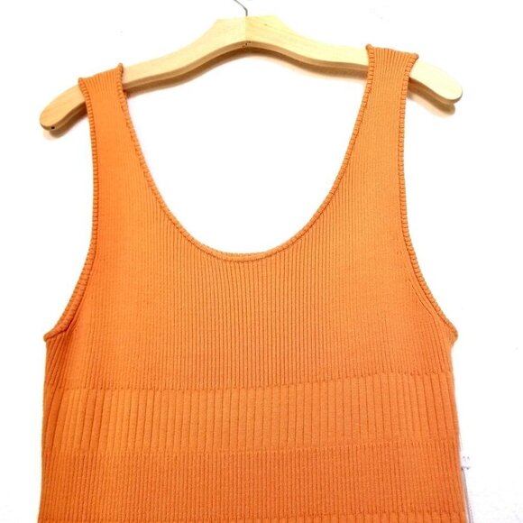 NWT Ronny Kobo Ivana Minimal Ribbed Knit Slit Midi Tank Dress Burnt Orange XL - Picture 11 of 16